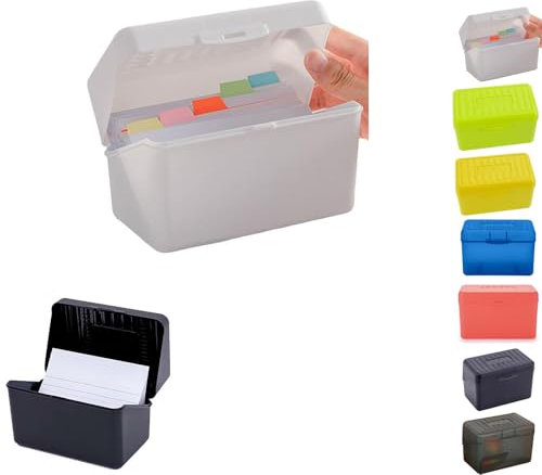 Index Card Holder,3 x 5 Inch Stackable Flash Card Holder,Index Card Business Card Organizer,ndex Card File w/flip top, Notecard Recipe, Holder, Holds 300 Cards (White)
