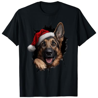Schäferhund Hunde Hundebesitzer Hund Weihnachtsmütze Mütze T-Shirt
