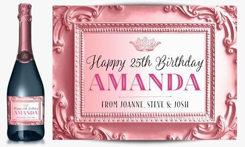 Personalised Champagne Prosecco Cava Label in Rose Gold Pink for Birthday, Wedding, Engagement, Anniversary, Hen Night, Christmas – TigerMill Publishing