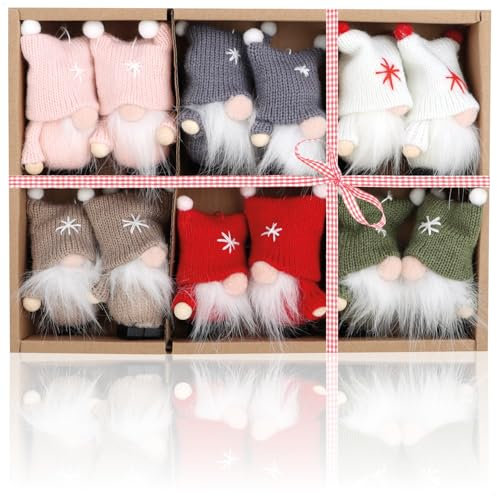 com-four® 12x Premium Weihnachtsmann-Anhänger für den Weihnachtsbaum, Christbaum-Figuren Anhänger als Baumbehang, Weihnachtsschmuck oder Geschenk-Anhänger - schwedisch-skandinavische Deko-Trolle