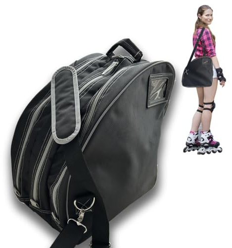 Rollschuhtasche für Kinder | Robuster und Verstellbarer für Inliner und Schlittschuhe | Geräumige und atmungsaktive Taschen | Für Inlineskates ohne Bremse bis Größe 44 EU, mit Bremse max Größe 40 EU.