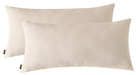SOULFUL Musselin Kissenbezug 40x80 Baumwolle, Hellbeige | Kissenbezüge 2 Teilig mit Reißverschluss, ÖkoTex Zertifiziert