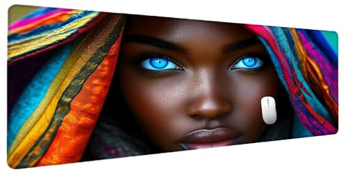Tapis de Souris Afrique Tapis Souris XXL 1500x800mm Femme, Grand Mouse Pad Accessoires Bureau, Mouse Pad Gaming Accessoire Surface Lisse et Base en Caoutchouc Anti-dérapan Gamer Personnel de Bure X-3
