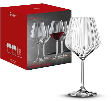 Spiegelau Rotweingläser 640 ml, 4 Stück, LifeStyle, 4450170, Burgunder Gläser aus Kristallglas, Weingläser Rotwein spülmaschinenfest