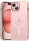 Natiiozie Coque Magnétique pour iPhone 15/14/13, Étui Housse Arrière Translucide Givrée, Fine Anti-Traces Antichoc de Doigts Case pour iPhone 15/14/13 6,1 Pouces (Rose pâle)