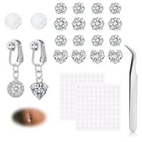 MODRSA Fake Bauchnabelpiercing-Ring Piercing Bauchnabel: DIY Zirkon Silber Pierc Schmuck Set Belly Button With Pinzette 4,8mm Zirkon Aufkleber