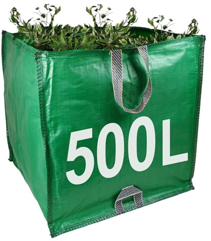 Garden Waste Bags - 500 Litre - 1 to 10 Sacks - PREMIUM GRADE - Industrial Fabric and Handles - Heavy Duty Garden/Green Waste Sacks (10)