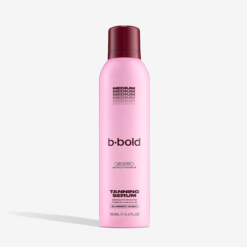 B·BOLD Fake Tan Serum 190ml – Long-Lasting Tanning Serum with Avocado Oil, Acai Berry Oil and PENTAVITIN® | Blueberry Scented, Dermatologically Approved and Suitable for Eczema (medium)