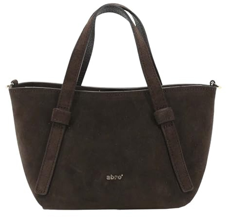 Abro Handtasche Umhängetasche Leather Suede COSMO Mini Handbag Dark Brown dunkelbraun