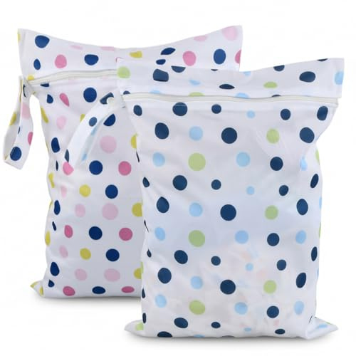 Culinavog 2 Stück Wetbag, 30 x 40 cm Windeltasche, Nasstasche mit Reißverschluss, Wasserdicht Nassbeutel, Wiederverwendbare Wet Bag Kindergarten für Kindergarten, Reisen, Schwimmsachen - Rosa & Blau