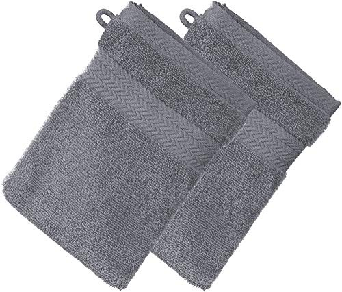 Erwin Müller Waschhandschuh Friedrichshafen 2er- Pack, 100% Baumwolle anthrazit Größe 15x21 cm - Premium-Qualität, unvergleichlich saugfähig, hautsympathisch, formstabil (weitere Farben)