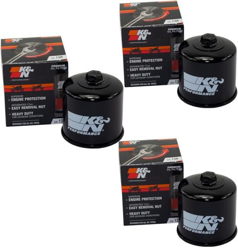 Ölfilter Set 3 Stück K&N KN-138 für Aprilia Arctic Cat Cagiva Kawasa ki Kymco Sachs Suzu ki
