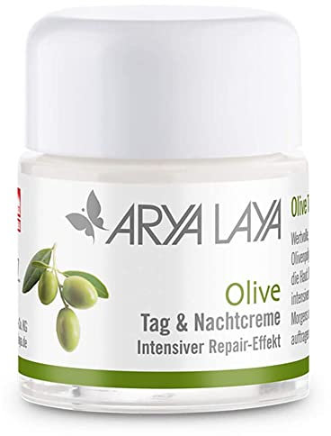 ARYA LAYA Olive Tag & Nachtpflege: macht müde Haut wieder munter, wirkt dem Verlust an Glätte und Spannkraft entgegen, auch als Make-up-Unterlage, 20 ml