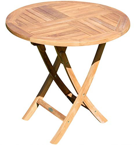 AS-S Teak runder Klapptisch Gartentisch Holztisch Garten Tisch rund 80cm JAV-Coamo Teakholz