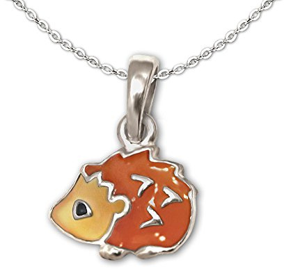Clever Schmuck Set Silberner Anhänger Mini Igel 7 mm orange braun schwarz lackiert mit Kette Anker 40 cm STERLING SILBER 925 für Kinder