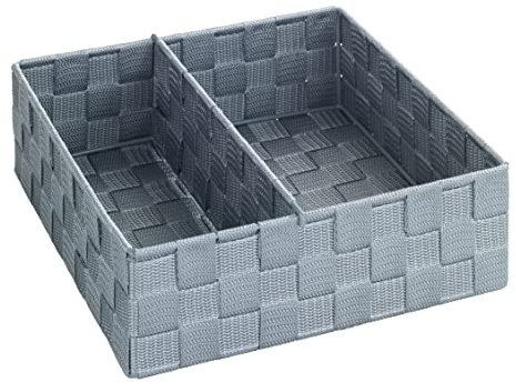 WENKO Küchenorganizer Adria Grau L - mit variabler Trennwand, Polypropylen, 26 x 9 x 26 cm, Grau, 9 x 26 x 26 cm