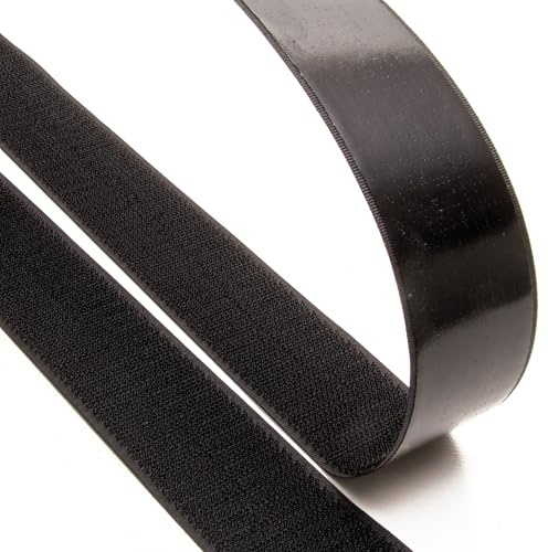 MASHPAPER Klettband selbstklebend 25 m | weiß oder schwarz | Breite frei wählbar | Flauschband oder Hakenband (38 mm Hakenband, schwarz)