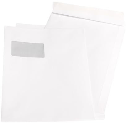 25 Stück Versandtaschen Briefumschläge C4 A4 weiß haftklebend mit Fenster 229x324 mm HK