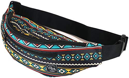 Vibe Bauchtasche Gürteltasche für Damen, Herren & Kinder (Tribal) - Fanny Pack Tasche, Hüfttasche, Handytasche für Festival, Party, Rave, Sport, Outdoor, Fitness, Fahrrad, Joggen
