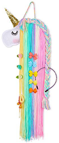 Beinou Einhorn Haarspangen Halter Regenbogen Garn Quasten Haar Bogen Haarnadel Lagerung Stirnband Veranstalter Kleiderbügel Haarschmuck Einhorn Thema Party Dekorationen für Baby Mädchen