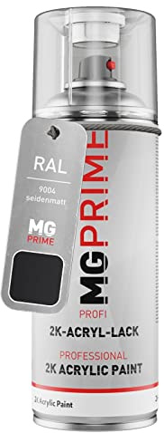RAL 9004 Noir de sécurité mat satiné, bombe de peinture acrylique 2K | Signal black, bombe aérosol 400 ml, à séchage rapide