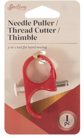 Sew Easy Outil 3 en 1 - Extracteur d'aiguille, coupe-fil, dé à coudre pour matelasser le patchwork, protège les doigts, évite la fatigue des doigts, instructions incluses (français non garanti)