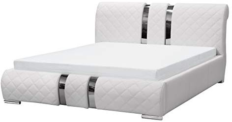 Mirjan24 Polsterbett Nicola mit Lattenrost und Bettkasten, Doppellbett Silberne Aufsätze, 3 Größen, verchromte Füße, Stillvolles Bett, Komplett (Soft 017 pik + Soft 017, 160 x 200 cm)