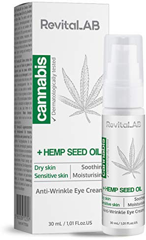 RevitaLAB Cannabis Extract Augenkonturcreme mit Hanfsamenöl 30 ml - Dermatologisch getestete Anti-Aging-Feuchtigkeitscreme für ein glattes Aussehen um das Auge