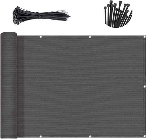 Sunny Guard 3'x10' Dark Grey Balcony Privacy Screen Fence Apartments Railing Cover Heavy Duty Mesh Windscreen for Outdoor,Deck,Backyard,Patio