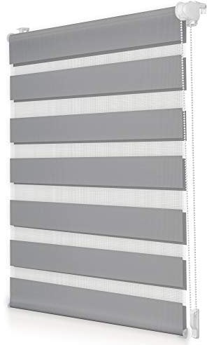 ROOMY Duo-Rollo Doppelrollo Klemmfix, ohne Bohren, Blickdicht, mit Montageschiene Sichtschutz Sonnenschutz Grau, 65 cm x 150 cm (B x L)