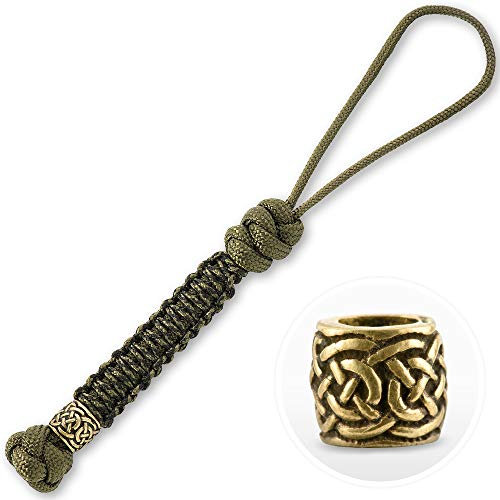 M-Tac Messer-Schlüsselband mit Perlen - Paracord Lanyard - Taktisches Schlüsselband für Messer - Skandinavisch (Olive)