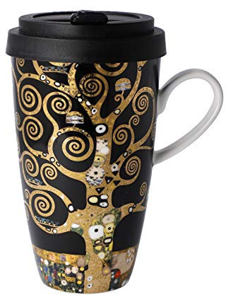 Goebel Coffee to Go 67-017-06-1 Gustav Klimt Der Lebensbaum Tasse d'artiste avec couvercle 12,5 x 8,5 x 15 cm 0,5 l