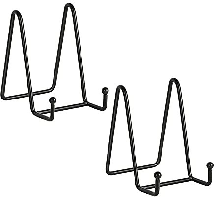 Cavalletto Espositore Supporto Porta Piatti - Reggi Piatti da Esposizione - 2 Pezzi Cavalletti in Ferro - Supporti Espositori da Tavolo per Piatto Decorativo | Foto | Cornice| Libri - 11,5 cm - Nero