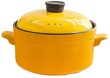BVDOYFYJ Olla de cerámica para Frijoles con Tapa, Cuencos de cerámica para Sopa, Mini ollas para cazuela de gres, Olla de Barro para sopas, Olla para estofado y Cereales, pequeña