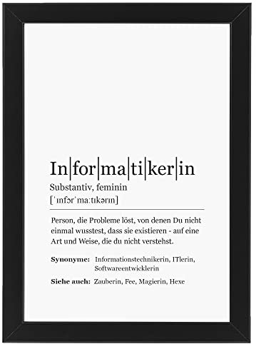 Ritter Mediendesign Bild Kunstdruck im Rahmen schwarz Wandbild Holzrahmen Definition Synonym Deko Art Druck Poster Geschenkidee Din A4 (Definition: Informatiker, Din A4)