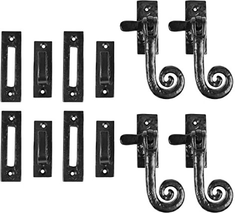 Hammer and Tongs - Curly Tail Window Fastener - Right Handed - W46mm x H108mm - Black - Pack of 4