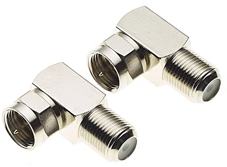 Keple F-Typ Buchse auf Stecker, rechtwinkliger Adapter - Steckeradapter für RG59 RG6 Koaxialkabel, 90-Grad-Stecker auf Buchse, schraubbare Installation - Packung mit 2 Stück