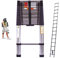 Heavy Duty Multi-Purpose Stainless Steel Telescoping Ladder - 3.8m, 330lbs Load Capacity, EN131 Certified, Compact & Portable