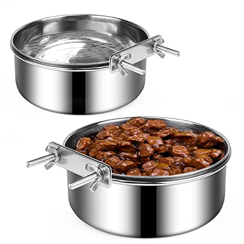 ShineMe Dog Crate Water and Food Bowl, Stainless Steel Dog Bowls Hanging 2 Pack for Cage Crate Kennel, Spill Proof Dog Bowl for Medium and Small Sized Dogs Cats Pets (6.3 * 2.6” & 5.5 * 2.4”) | Dog Kennel Food and Water Bowls, Spill Proof Dog Bowl for Medium and Small Sized Dogs Cats Pets (6.3 * 2.6” & 5.5 * 2.4”)