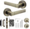 Decoranddecor Lumina Internal Square Door Handles Lever On 54mm Rose - Aluminium Antique Brass - Bathroom Lock Kit