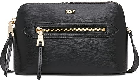 DKNY Damen Chelsea Dome Crossbody Umhängetasche, Schwarz/Gold