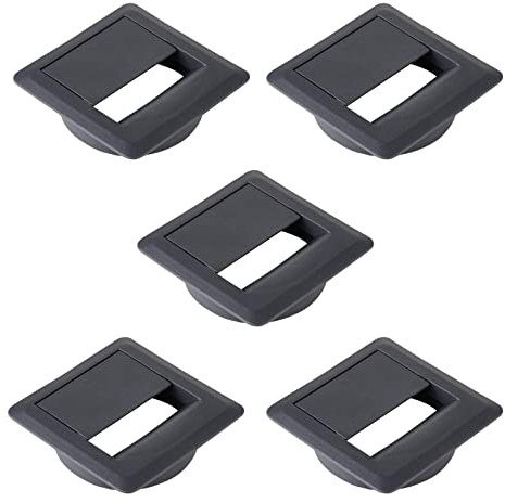 CAVO 5er Set Kabeldurchlass 70 x 70 mm Höhe 18,3 mm Ø 60 mm anthrazit | Schreibtischkabeldurchführung, ideal für Kabel mit großen Steckern