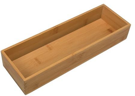 SYAOYI Organiseur de tiroir en bambou – Organiseur de tiroir de cuisine, organisateur de fournitures de bureau, organisateur de maquillage, argenterie, couverts, 30,5 x 10,2 x 5,1 cm