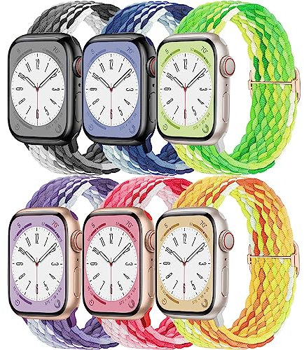 Geflochten Armbänder für Apple Watch Armband 42mm 40mm 41mm 46mm 44mm 45mm 49mm 38mm Damen/Herren,Elastisch Nylon Solo Loop Band für Apfelband Apple Watch 10 iWatch Series 10/9/8/7/6/5/4/3/SE/Ultra/2