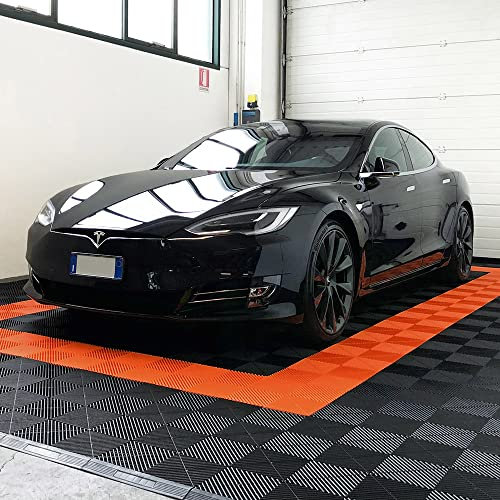 SOGI PAV-03-AR Kit piastrelle in PP per pavimento officina, garage - 40x40 cm - 1 mq - 10 mq - 50 mq - 100 mq - colore arancione (1 mq = 6 piastrelle)