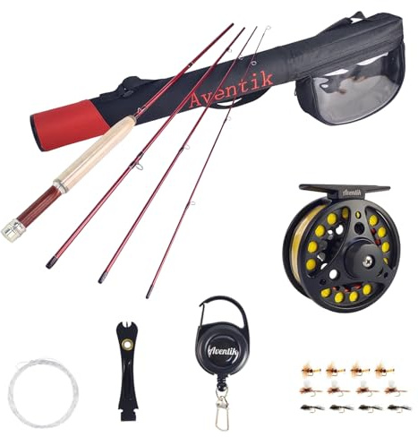 Aventik Whisperer Fliegenfischrute und Rolle Combo, 1,8 m, 0/1/2/3 W, 2,1 m, 3/4 W, Süßwasser-ultraleichtes Fliegenfischen-Starter-Set mit Cordura-Rutenkoffer (1,8 m LW2/3 Kombi)