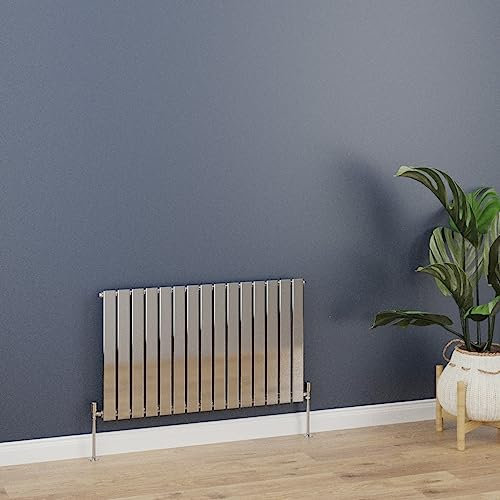 WarmeHaus Horizontal 600x1020mm Flat Panel Column Designer Radiator Chrome Single Radiators Central Heating for Bathroom Bedroom Kitchen Hallway Living Room
