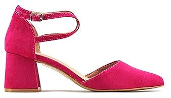 MODELISA - Zapatos De Tacón Bajo Salón Hebilla Pulsera Tobillo Boda Noche Fiesta Novia Mujer (Fucsia, Numeric_36)