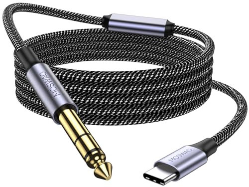 MOSWAG USB C to 1/4 Male TRS Audio Stereo Cable, USB Type C to 6.35mm 1/4 DAC Auxiliary Adapter Cable with Recording for Samsung Galaxy Note 10+/S20+, Headphones and Home Theater(10ft/3m)