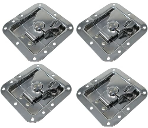 SOTOOLS 4 x Kistenverschluss, 105 x 107 mm, Drehverschluss | Drehverschluss zum Einlassen für Koffer, Kisten und Cases.